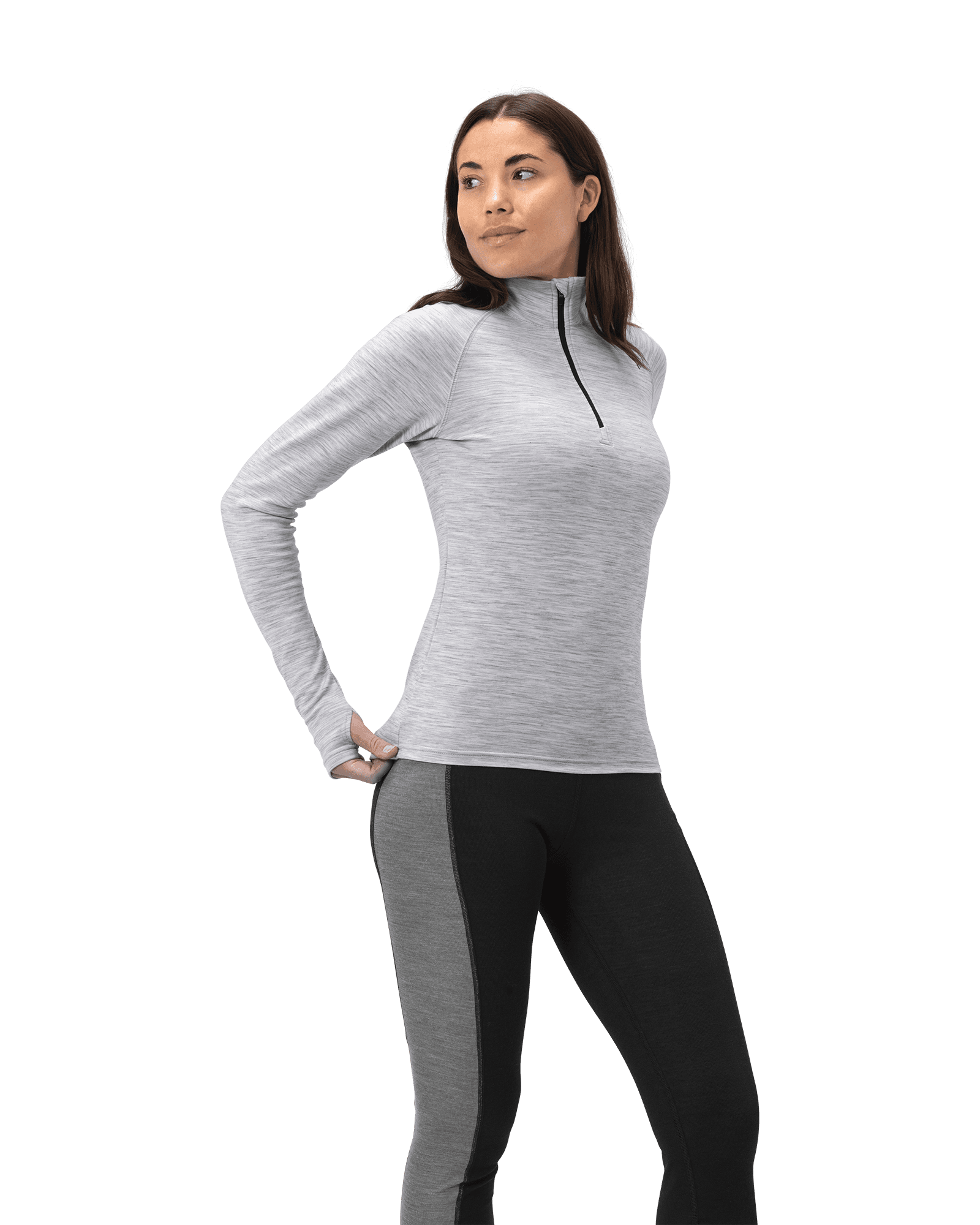 Haze Warm Wool 1/2 Zip W Grey Melange